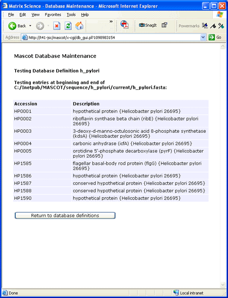 Mascot database maintenance utility