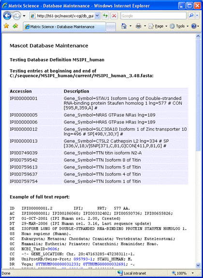 Mascot database maintenance utility