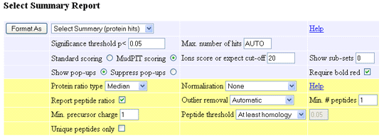 quantitation format controls